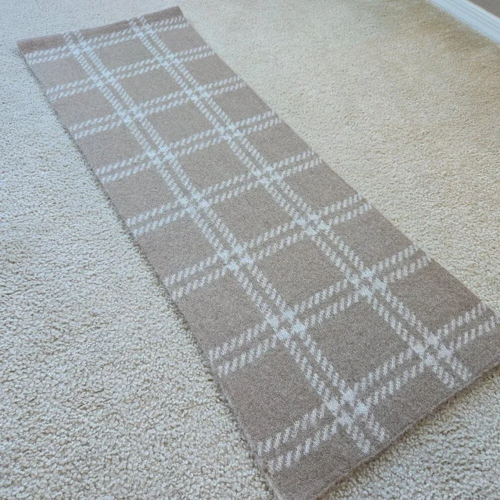 NWOT Everlane Patterned Alpaca Scarf in Wheat Taupe Tan